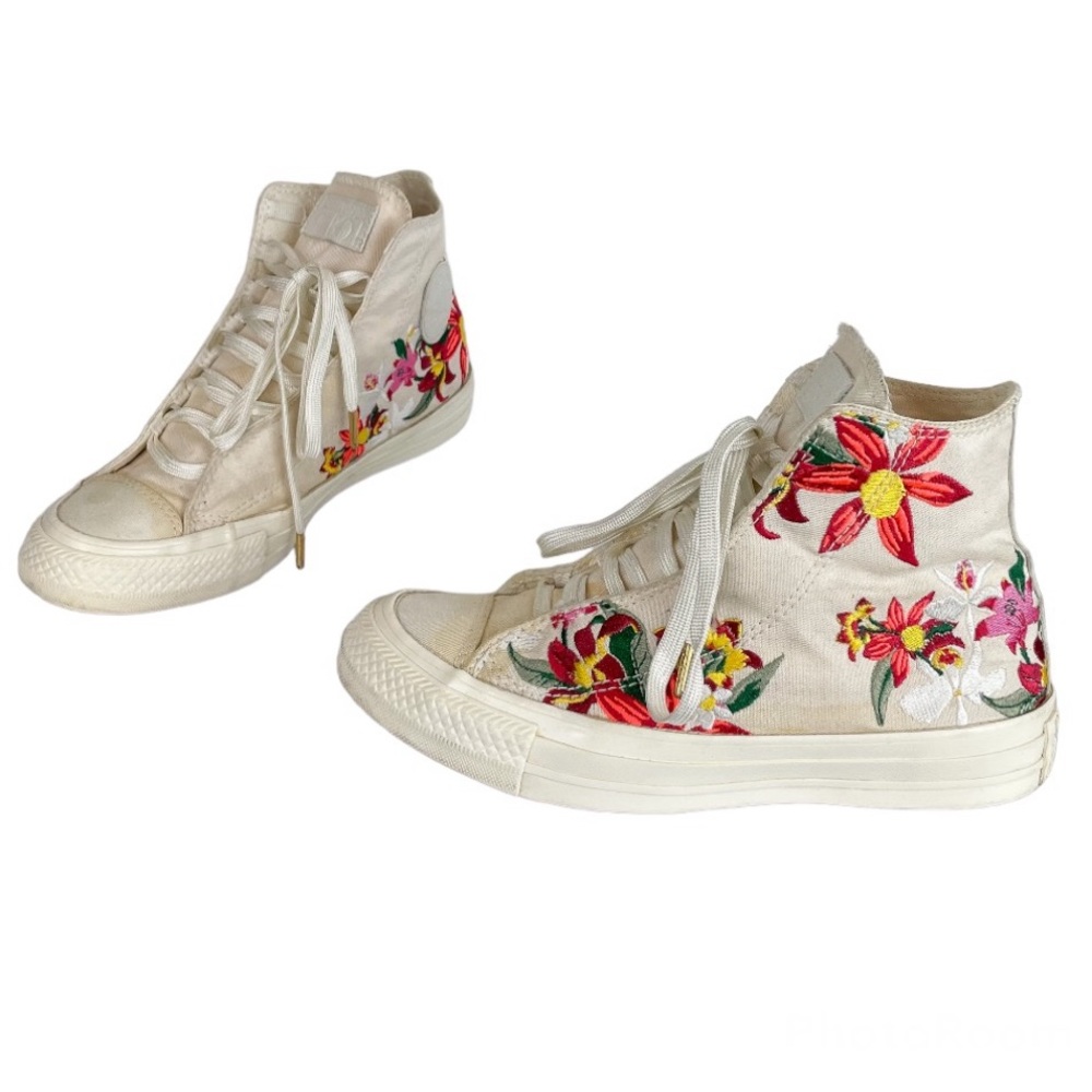 Converse X PatBo Floral High Top Sneakers Sz 5 Lace Up Embroidered